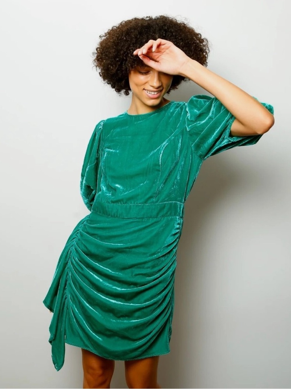 RHODE green velvet pia mini dress size 6